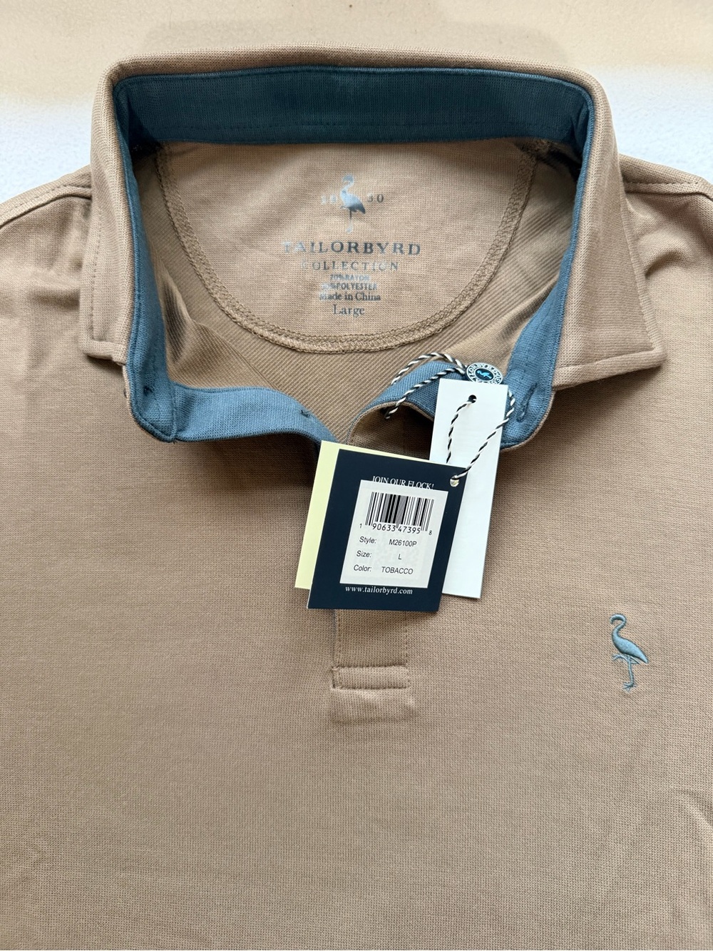 Tailorbyrd Men’s Tobacco Polo with Blue Trim
